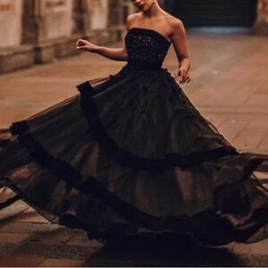 Mac Duggal Strapless Black Gown